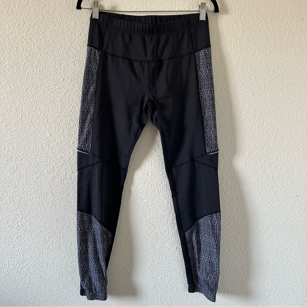 PrAna Women’s legging Medium Black Gray Print Gym Workout Hike Athleisure